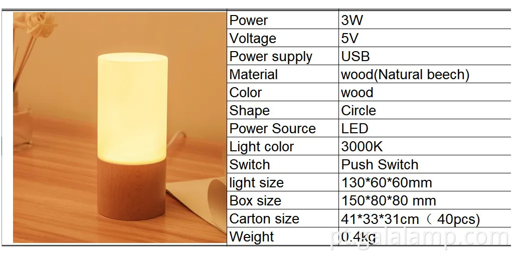 Luz noturna inovadora de madeira sólida para decoração de casa